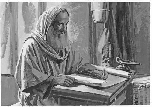 Apostle writing on scroll