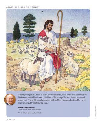 an illustration of Jesus with sheep