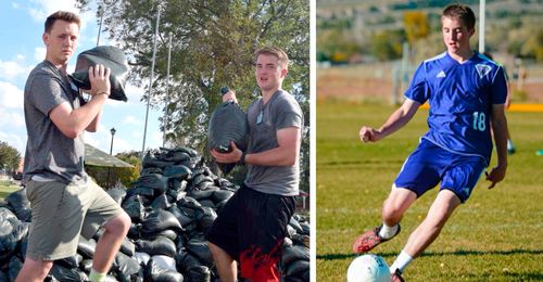 young man serving and playing soccer