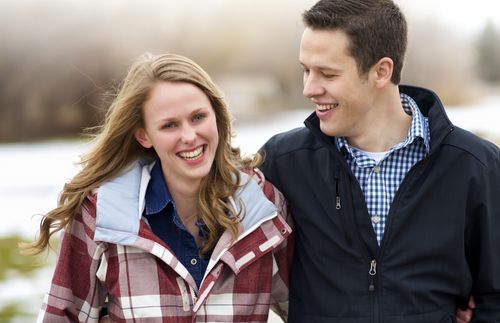 Ben and Rachel Neilson - young married couple.  Walking outdoors