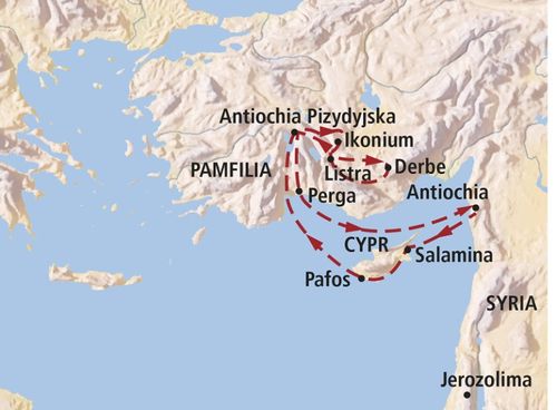 mapa, Pierwsza podróż misyjna Pawła