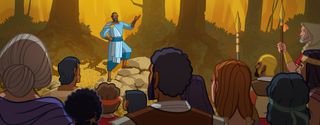 Pahoran talks to a crowd of Nephites