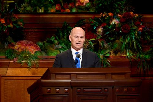 Elder Alvin F. Meredith III speaks during the Sunday afternoon session of General Conference. October 3, 2021.