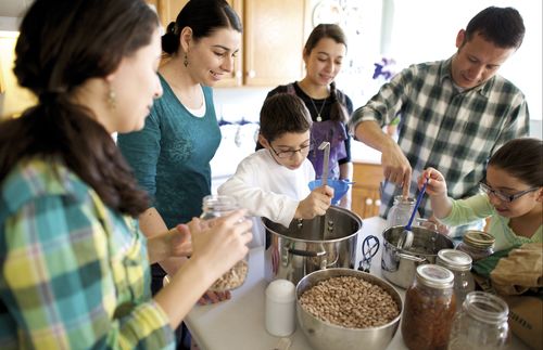 family cooking together