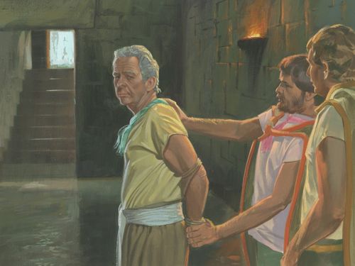 Abinadi being taken prisoner