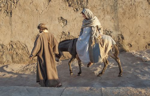 Joseph and Mary with donkey