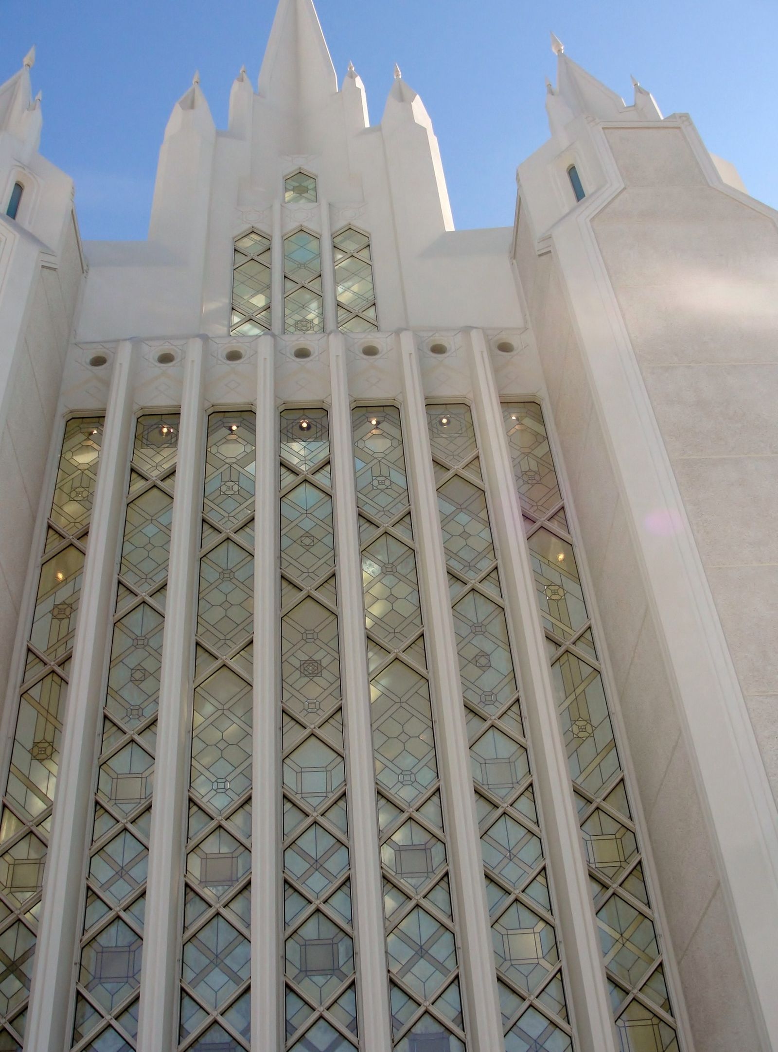 A window of the San Diego California Temple.
