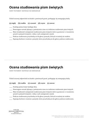 Scripture Study Evaluation handout