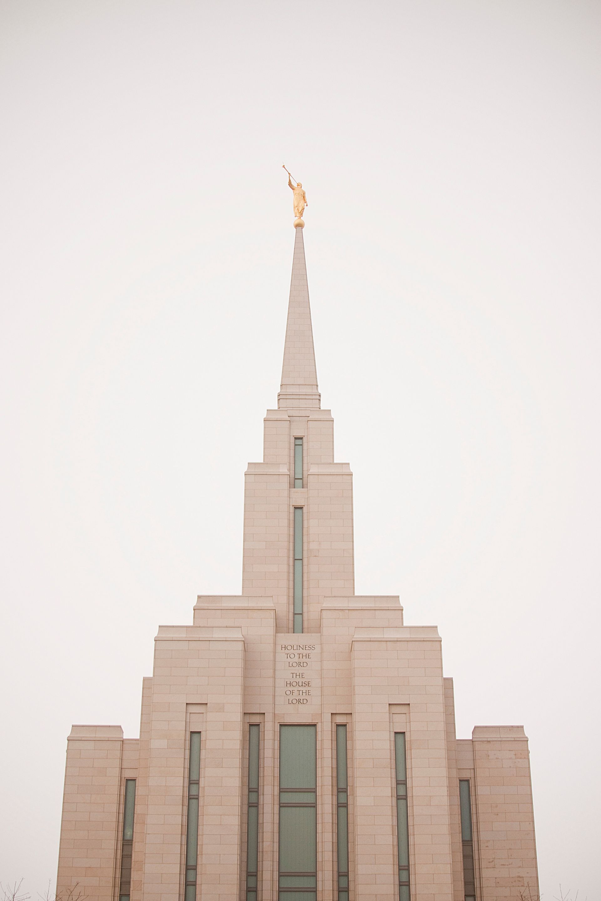 The Oquirrh Mountain Utah Temple spire, including the exterior of the temple.