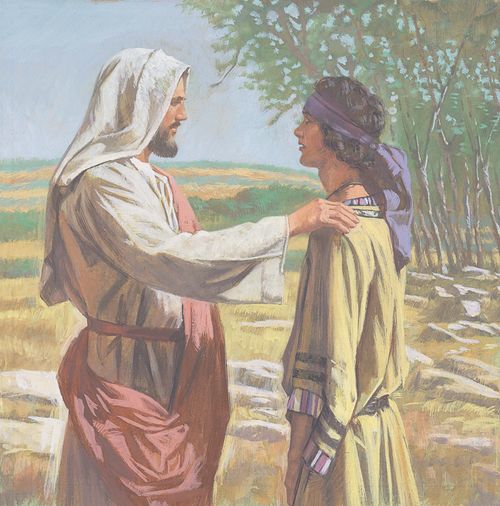 Jesus talking to young man