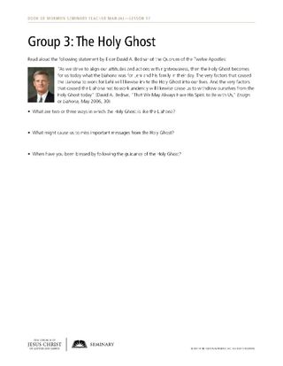 handout, Group 3: The Holy Ghost