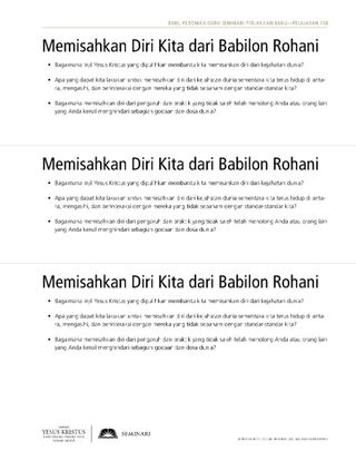 selebaran, Memisahkan Diri Kita dari Babilon Rohani