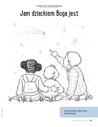 coloring page of children watching shooting stars