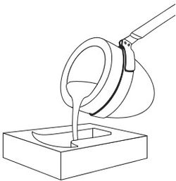 a crucible pours molten metal