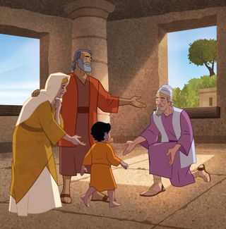 Hannah bringing Samuel to Eli at the temple