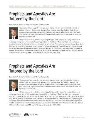 Prophets and Apostles Are Tutored by the Lord handout