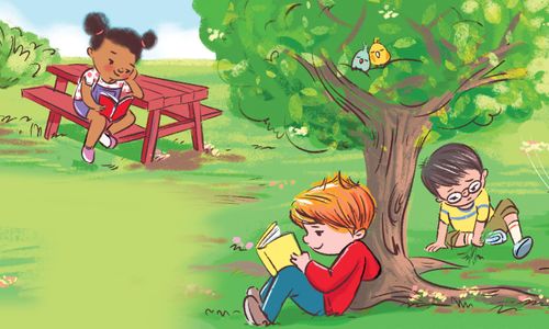 Story about a boy who would rather read at recess than play soccer with the other kids . . . He finds other friends that also are not interested in playing soccer and the three of them play checkers at recess. Illustration inlcudes: ¬∑  Jason sitting under a shady tree reading ¬∑  Kira reading, sitting at a picnic table ¬∑  Mark sitting on the ground ‚Äútwirling some grass‚Äù ¬∑  Kids off to the right playing soccer ¬∑  Inset scene of Jason, Kira and Mark at recess playing checkers