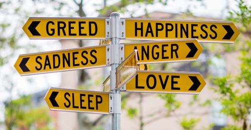 street signs with emotions as labels