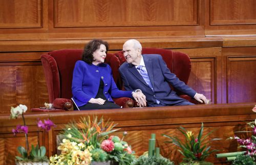 President and Sister Nelson sitting together