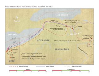 Mapa das trilhas de Nova York-Pensilvânia-Ohio