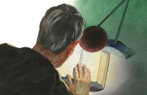 illustration of man reading a book