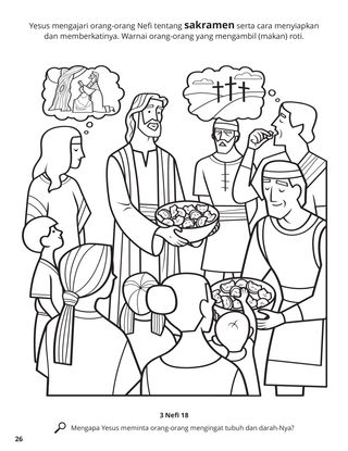 Jesus Introduced the Sacrament to the Nephites coloring page