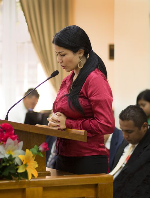 Church member praying