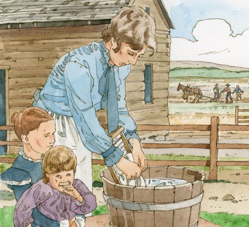 Lucy Mack Smith washing clothes