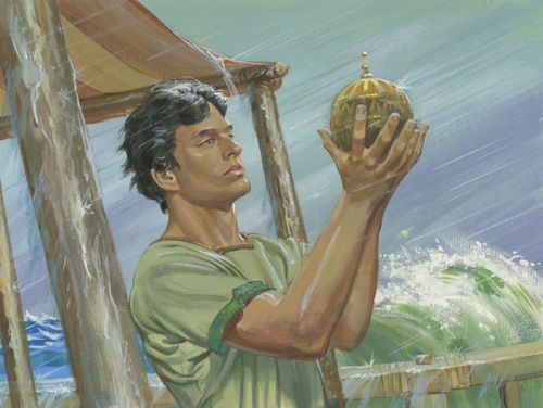 Nephi holding Liahona