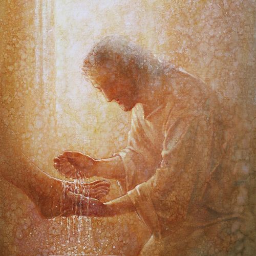 Հիսուսը լվանում է Իր առաքյալներից մեկի ոտքերը 