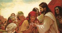 Jesus Christ appears to the Nephites and shows them the wounds in His hands.
