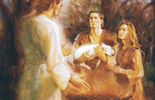 〔犠牲をささげるアダムとエバ〕