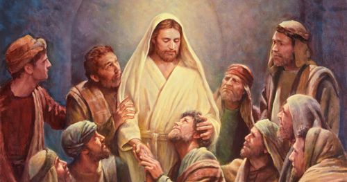 El Cristo resucitado con Sus apóstoles