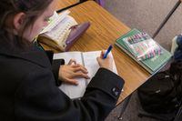 teen writing in a study journal