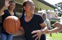 girl with basketball