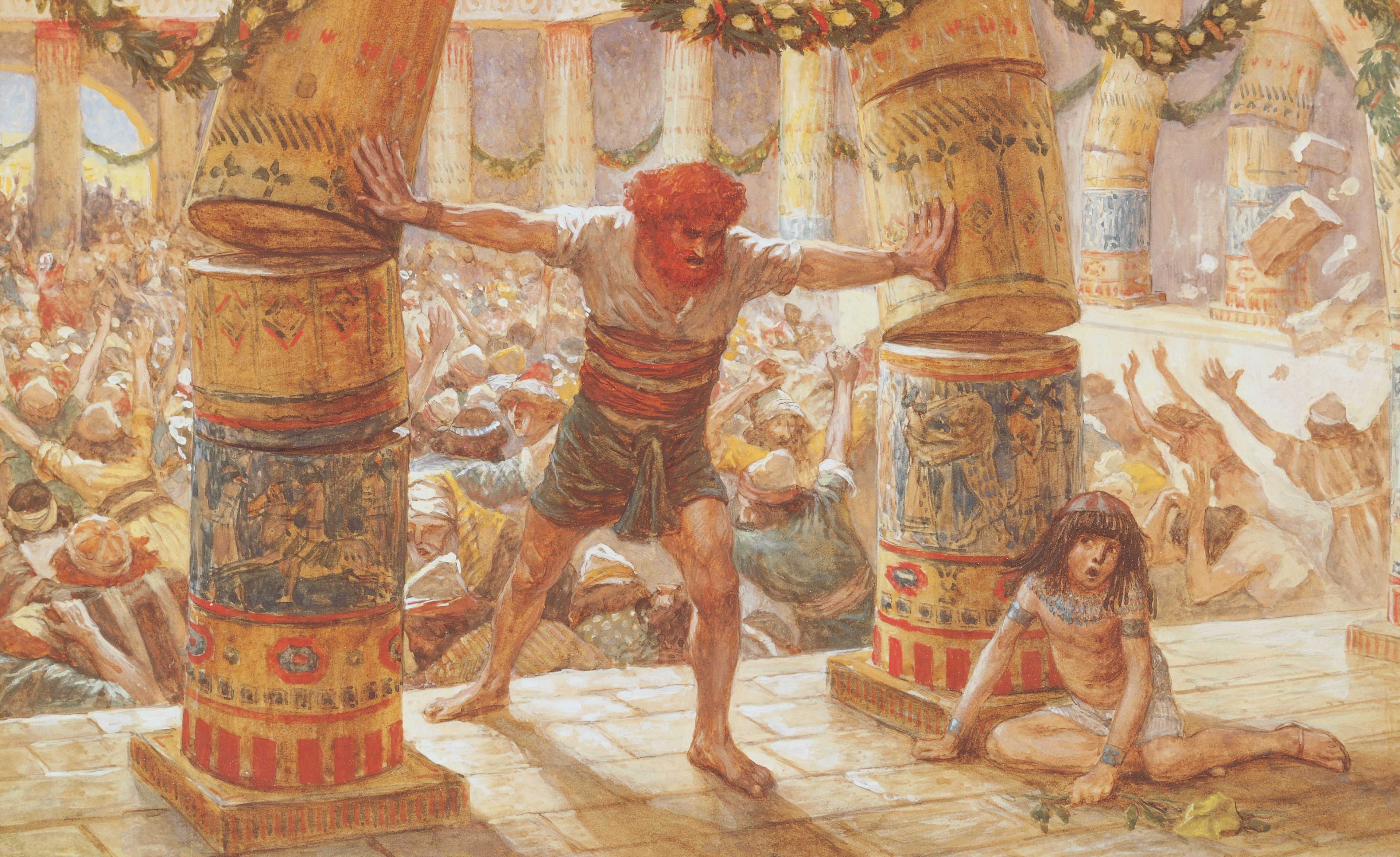 Samson Pulls Down the Pillars, by James Tissot; Primary manual 6-32