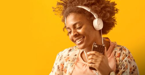 young woman listening to music