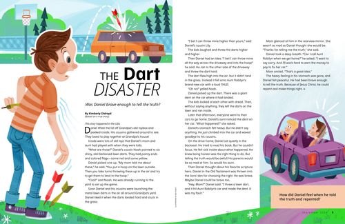 Story with illustration of boy with lawn darts