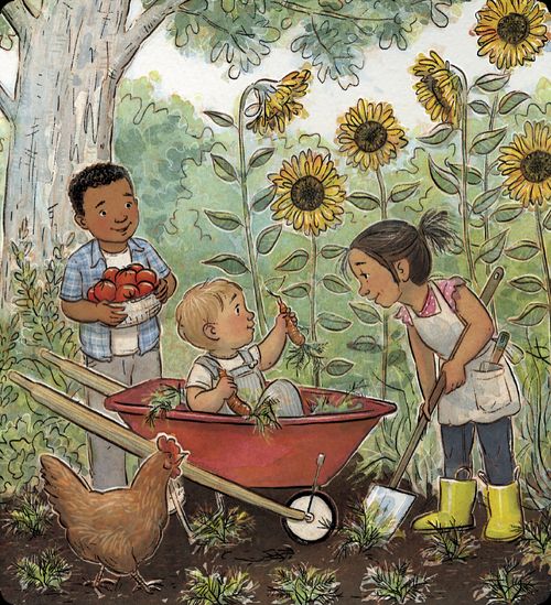 children gardening