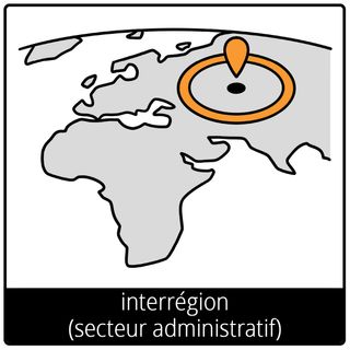 Pictogramme de l’Évangile pour « interrégion (secteur administratif) »