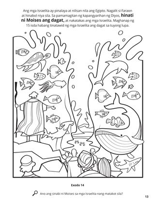 Parting the Red Sea coloring page