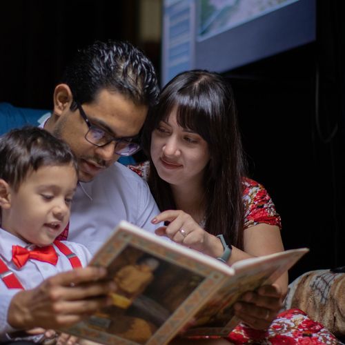 family reading together