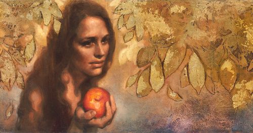 Eve holding fruit