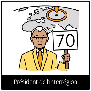 Pictogramme de l’Évangile pour « Président de l’interrégion »