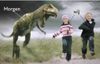 Dinosaurus die kinderen achterna zit