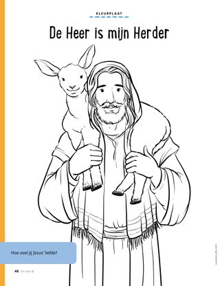 coloring page of Jesus holding a lamb