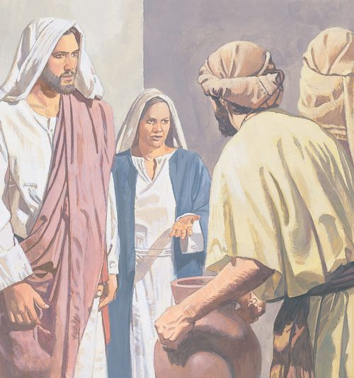 Mary tells the servants at the wedding feast to do whatever Jesus asks them to do - ch.12-3