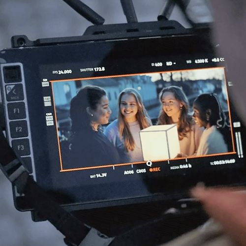 camera filming young women