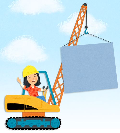 girl driving a crane