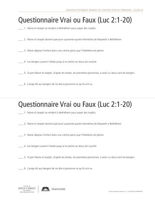 document, questionnaire vrai ou faux